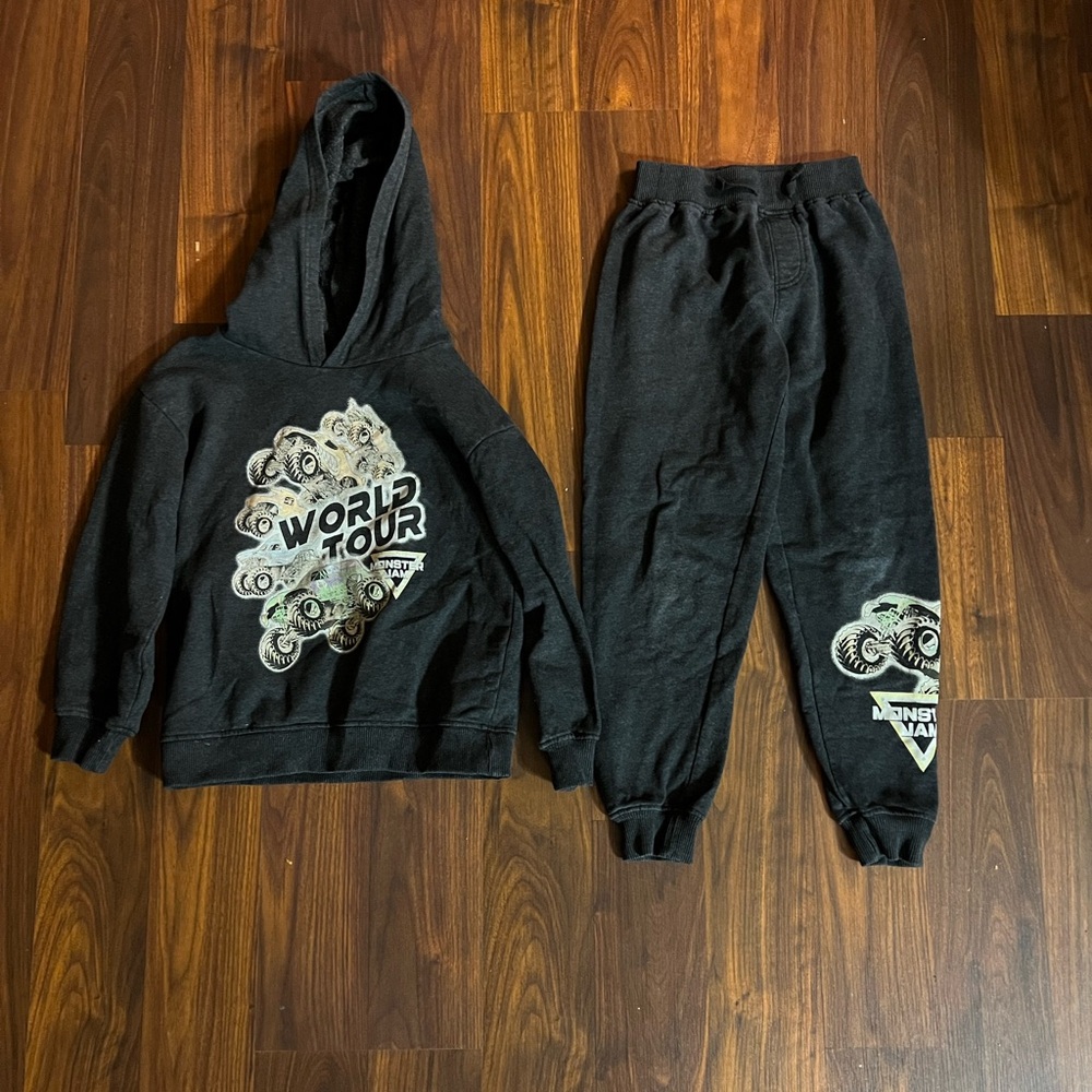Kids Dark Gray 'World Tour' Monster Jam Hoodie & Jogger Matching Set